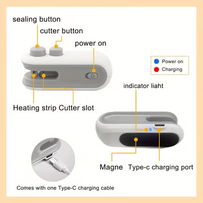 Only $5.99 Last Day Promotion!🎁-🔥Mini Bag Sealer with Cutter and Magnet