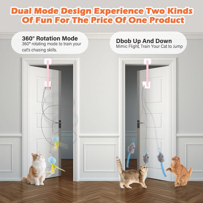 Interactive Cat Toy, Flapping Bird & Rotating Feather Teaser for Indoor Cats, Hanging Doorway Cat Toys with Fishing Pole for Exercise, Boredom Relief & Fun Games