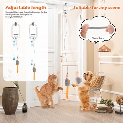Interactive Cat Toy, Flapping Bird & Rotating Feather Teaser for Indoor Cats, Hanging Doorway Cat Toys with Fishing Pole for Exercise, Boredom Relief & Fun Games