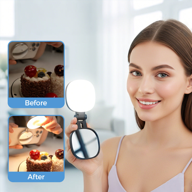 Support de téléphone 3-en-1, miroir et lumière magnétique pour selfie