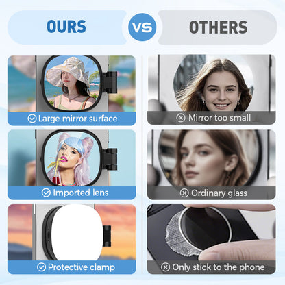 Support de téléphone 3-en-1, miroir et lumière magnétique pour selfie